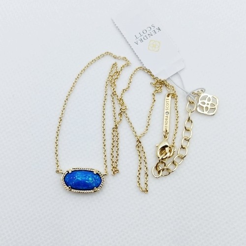 Kendra Scott Elisa Gold Pendant Necklace in Royal Ocean Blue Opal