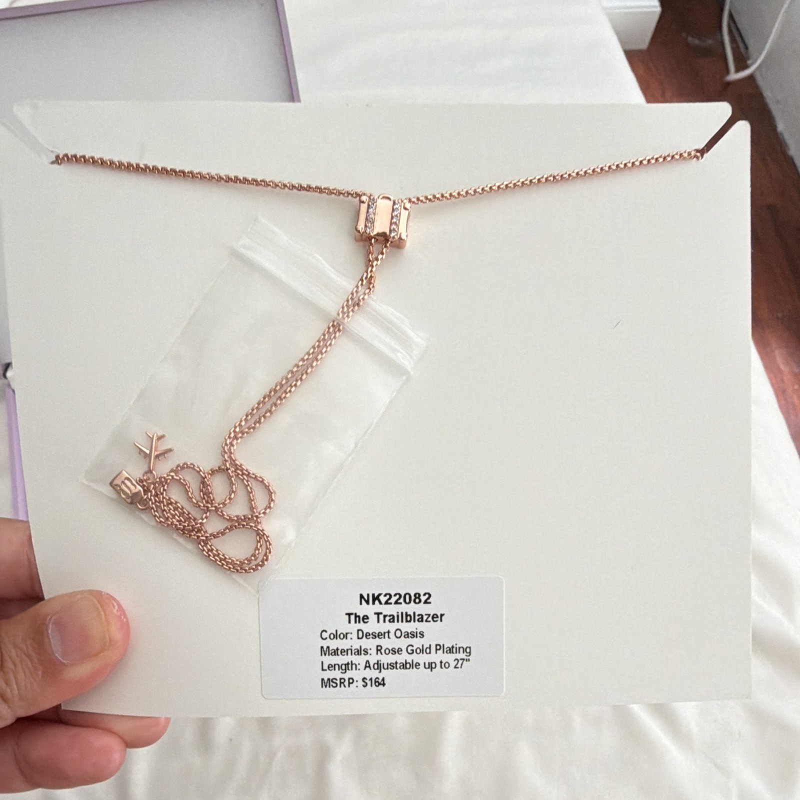 BP NK22082 Trailblazer Rose Gold Plated Crystal Station Bolo Necklace 27in