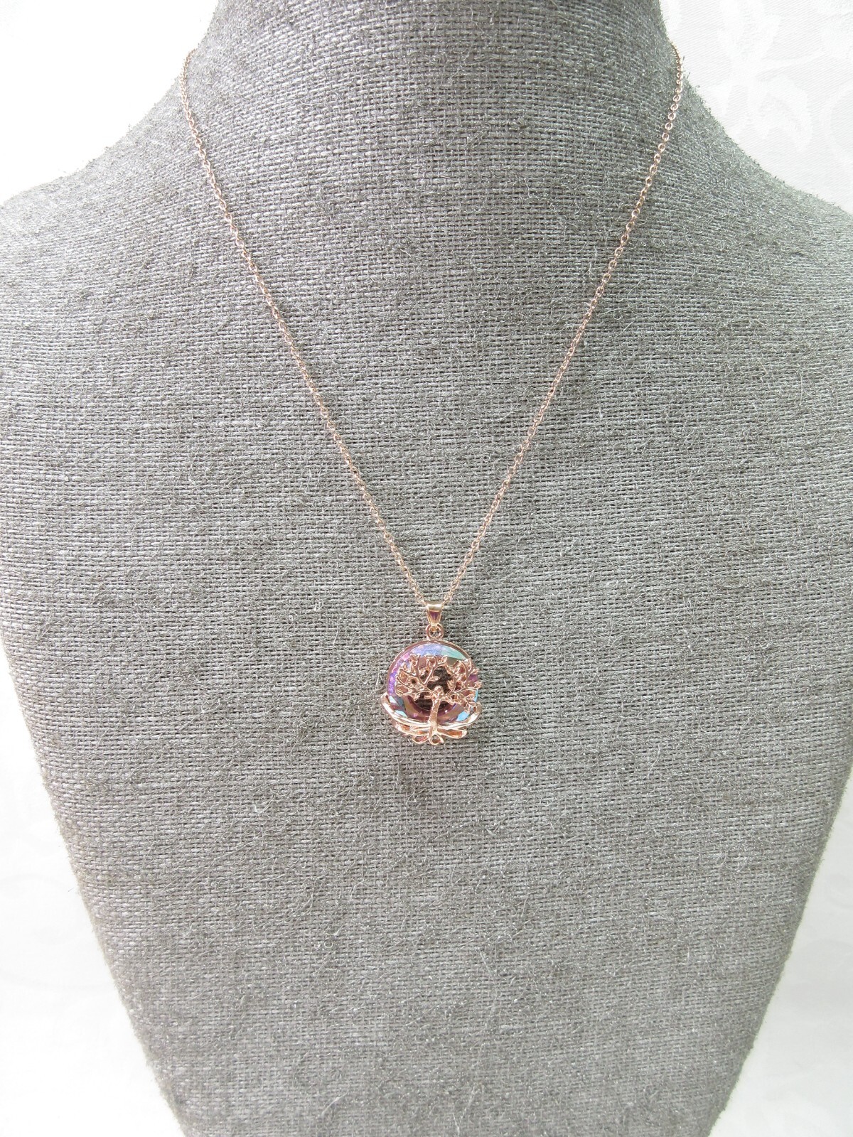 Tree Of Life Necklace Pendant Silver Gemstones Abalone Blue Family Strength Gift