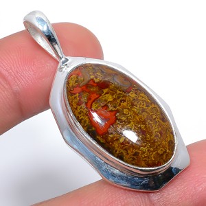 Teepee Canyon Agate Handmade 925 Silver Plated Pendant 1.68″ T87