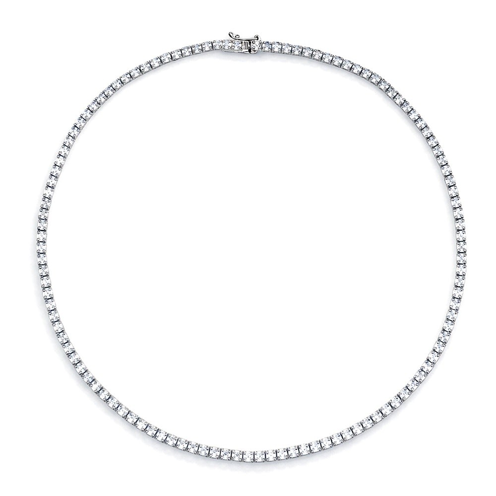 925 Sterling Silver White CZ Mini Tennis Necklace 3MM