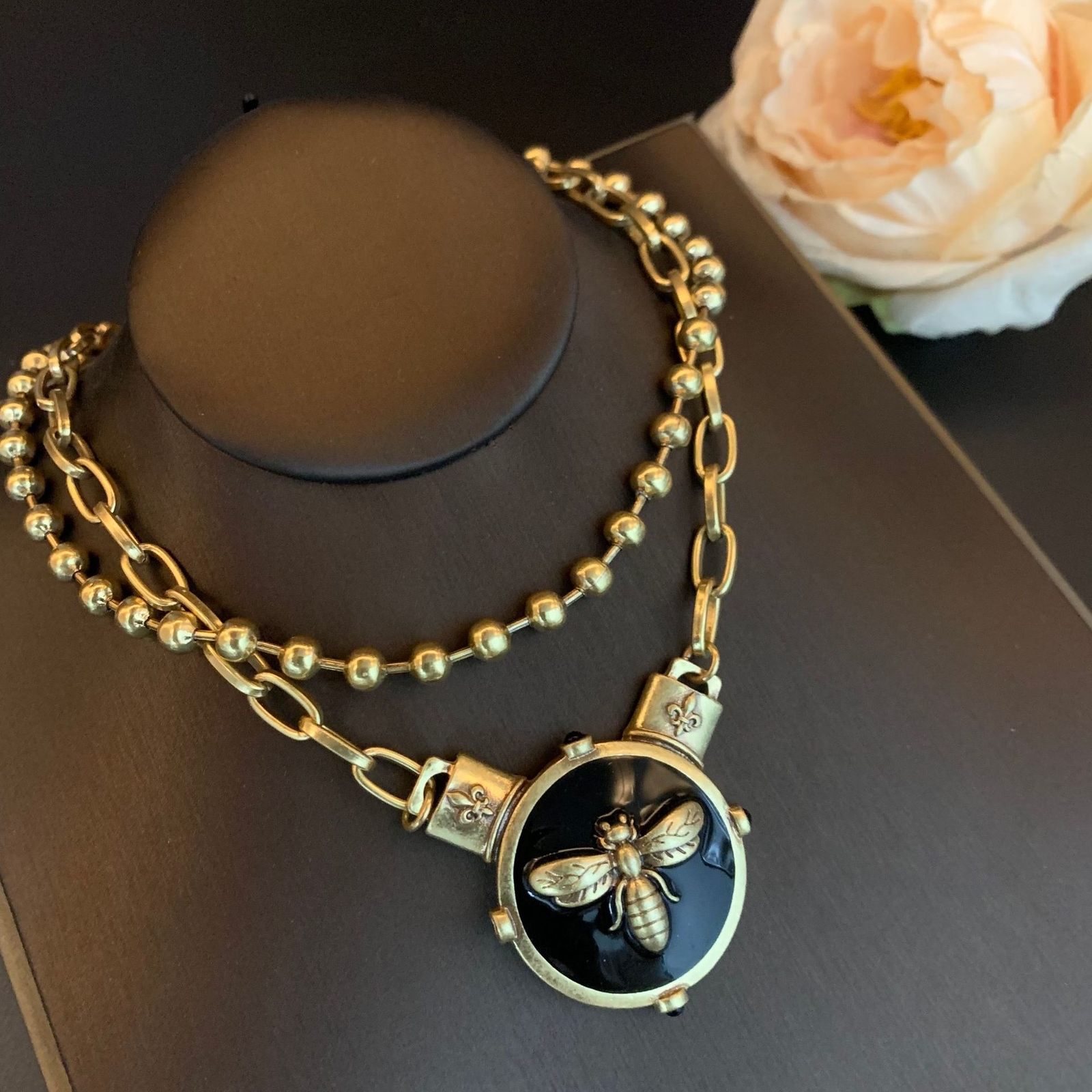Vintage Double Layer Necklace Bee Pendant Necklace Jewelry Anniversary Gifts