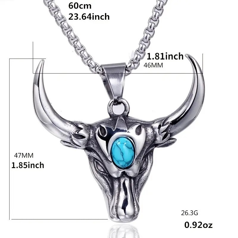 Men’s Fashion Stainless Steel Bull Head Necklace Pendant