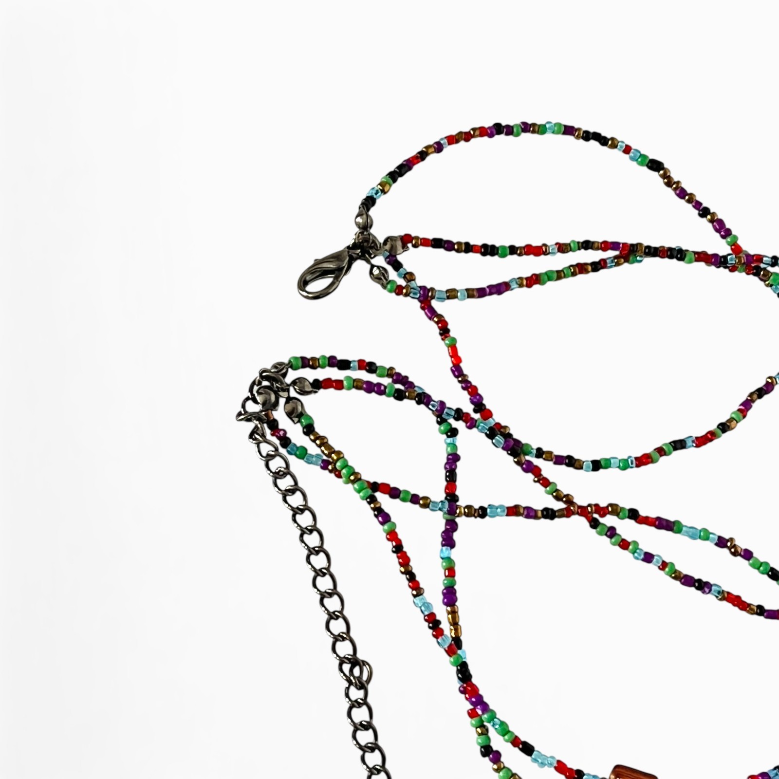 Colorful Necklace Multi Strand Glass Stone Shell Acrylic Bohemian Layered Beaded