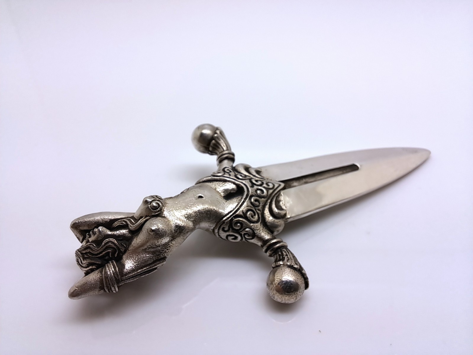 925 Sterling Silver Dagger Pendant – Gothic Fantasy Sword Female Figure Pendant