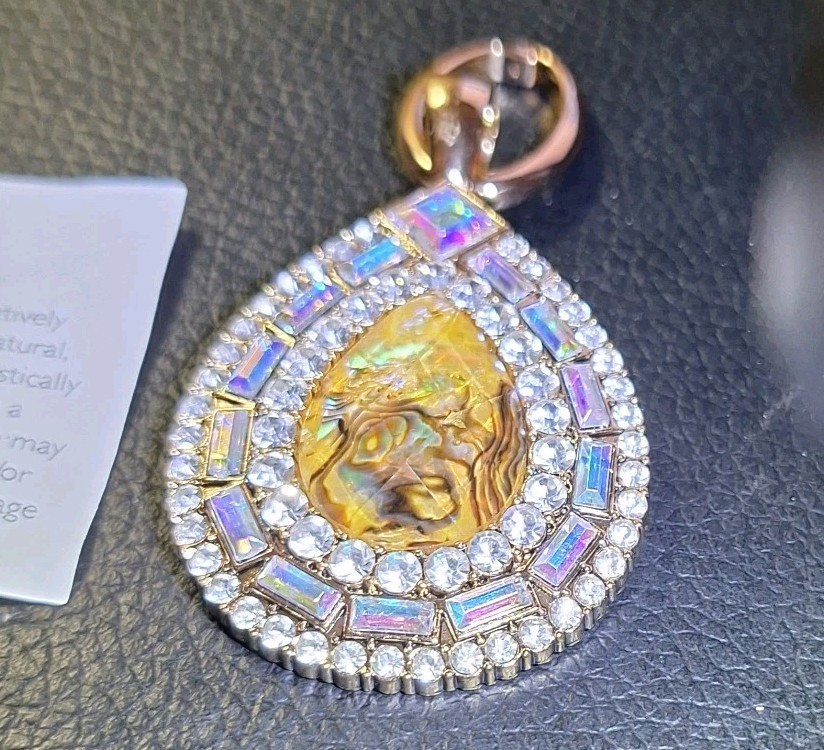 Gold Tone Pendant Multicolor Sparkle Fire Purple Pink Blue Green Premier Designs