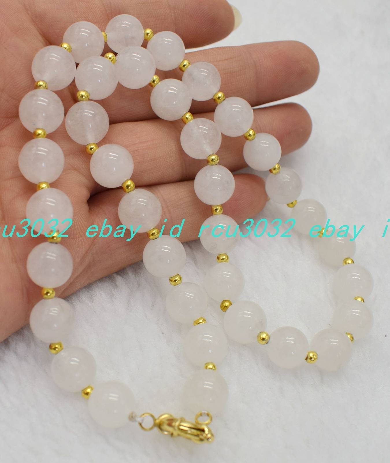 Pretty 8mm Natural White Jade Round Beads Gemstone Necklace 16-36inches