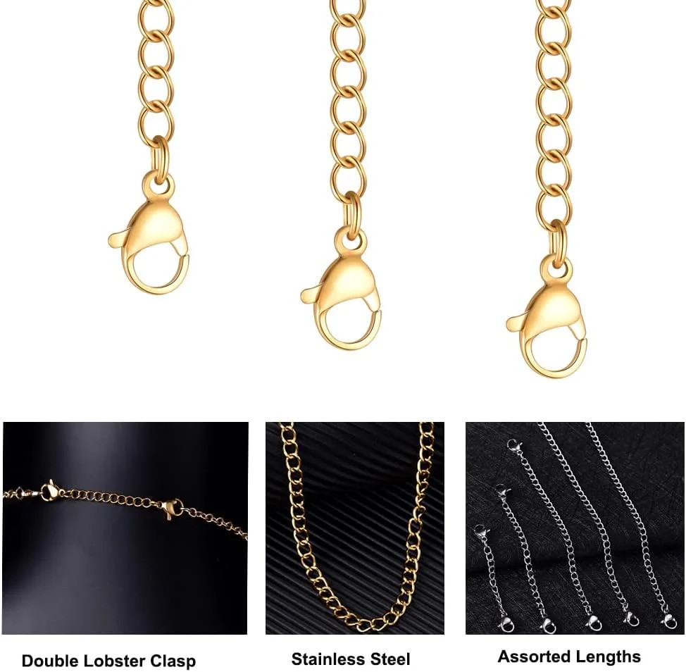 5Pcs Gold Stainless Steel Necklace Extender Chain Links for Ankle Bracelets | 18