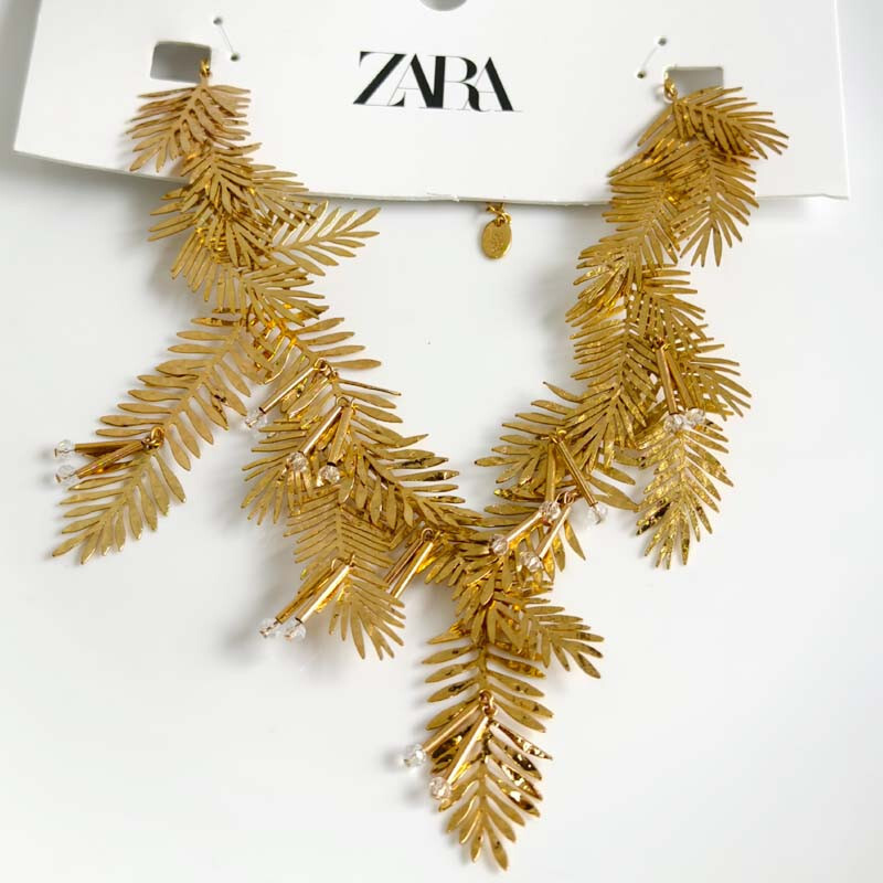 New 16″ Zara Leaves Collar Statement Necklace Retro Women Party Vacation Jewelry