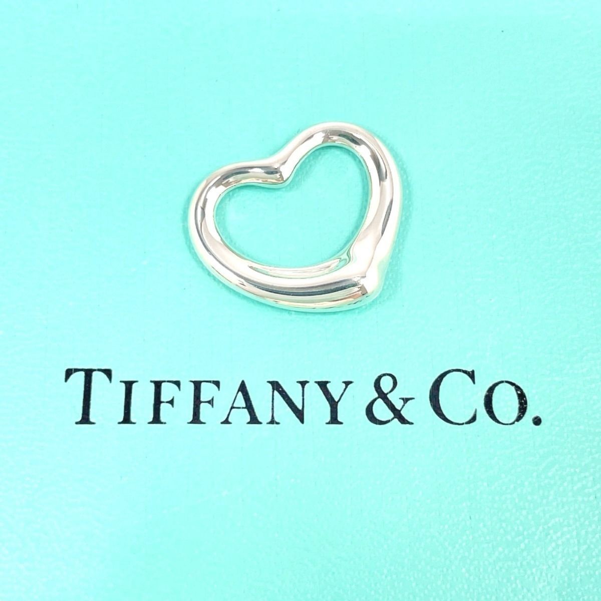 Tiffany & Co Pendant Top Open Heart Necklace Silver Tone ONE SIZE Used