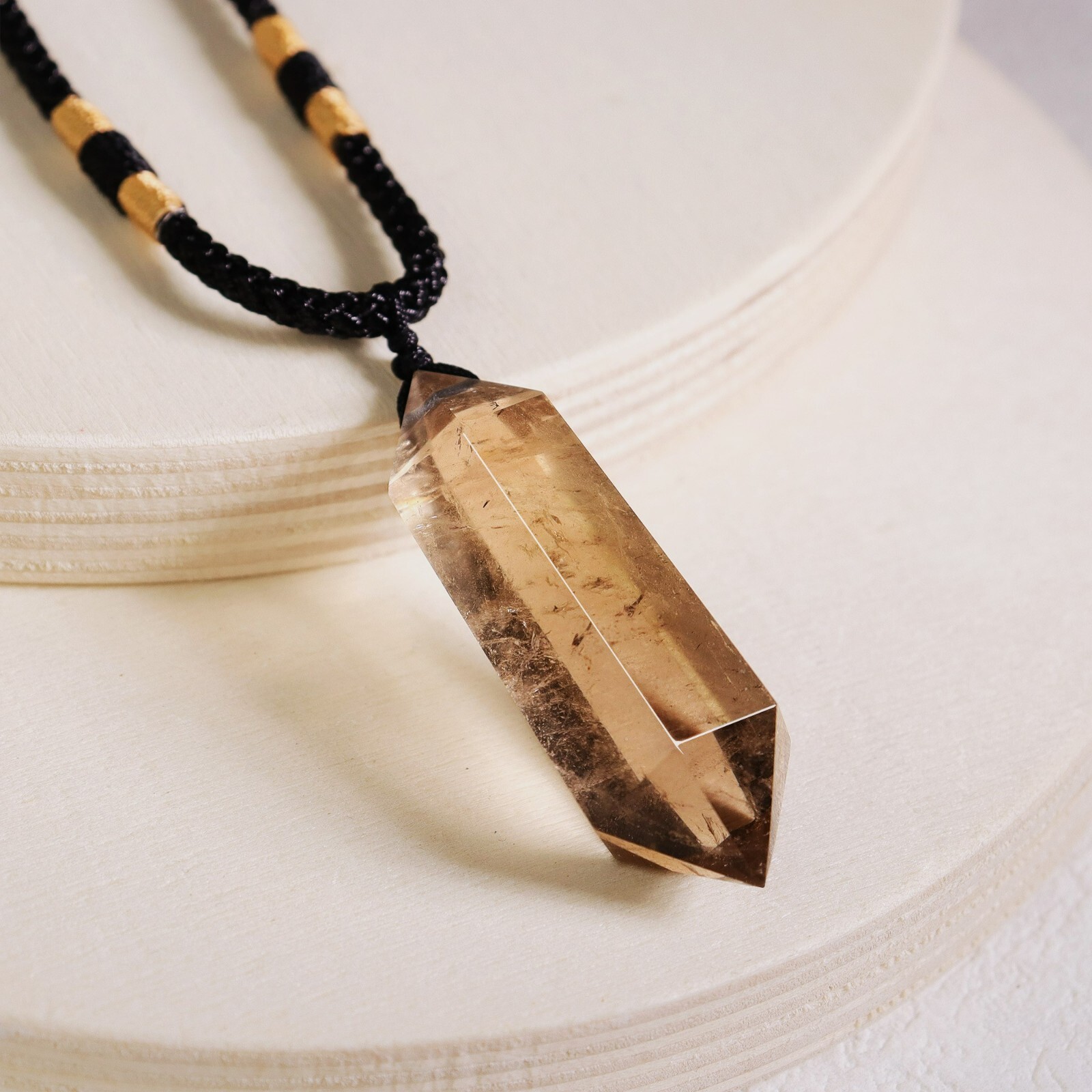 Natural Crystal Smoky Quartz Point Healing Adjustable Necklace for Women Men