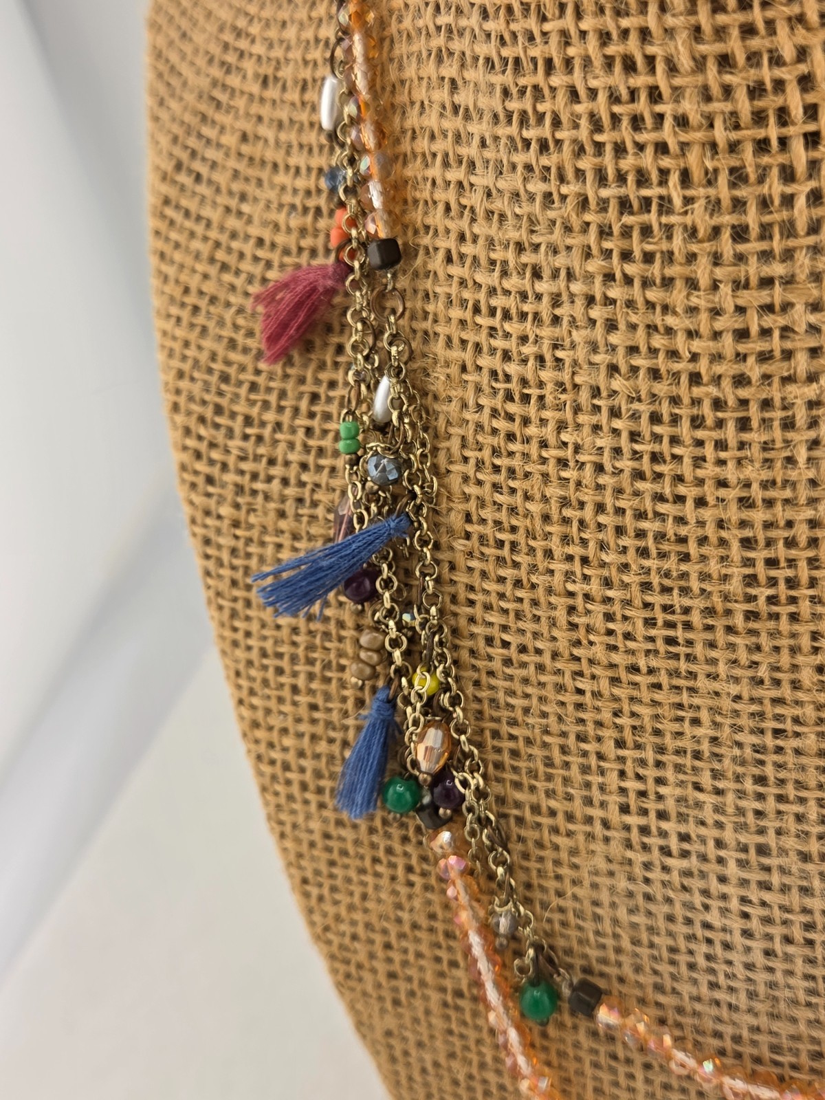 Beautiful Boho Long Tassel and Bead Necklace
