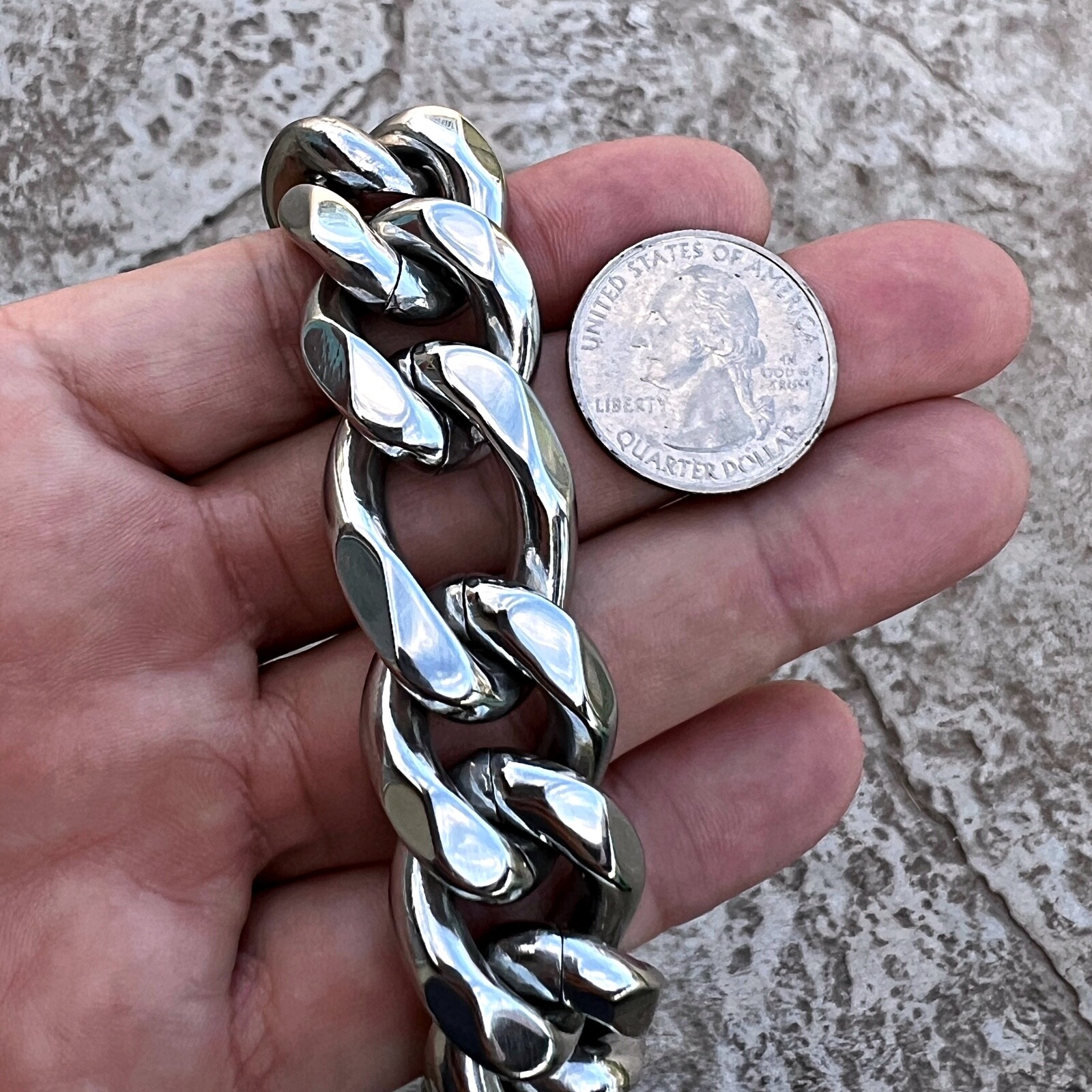 Mens Figaro Link Chain 316L Stainless Steel Heavy Necklace 22MM Thick 18″-30″ in