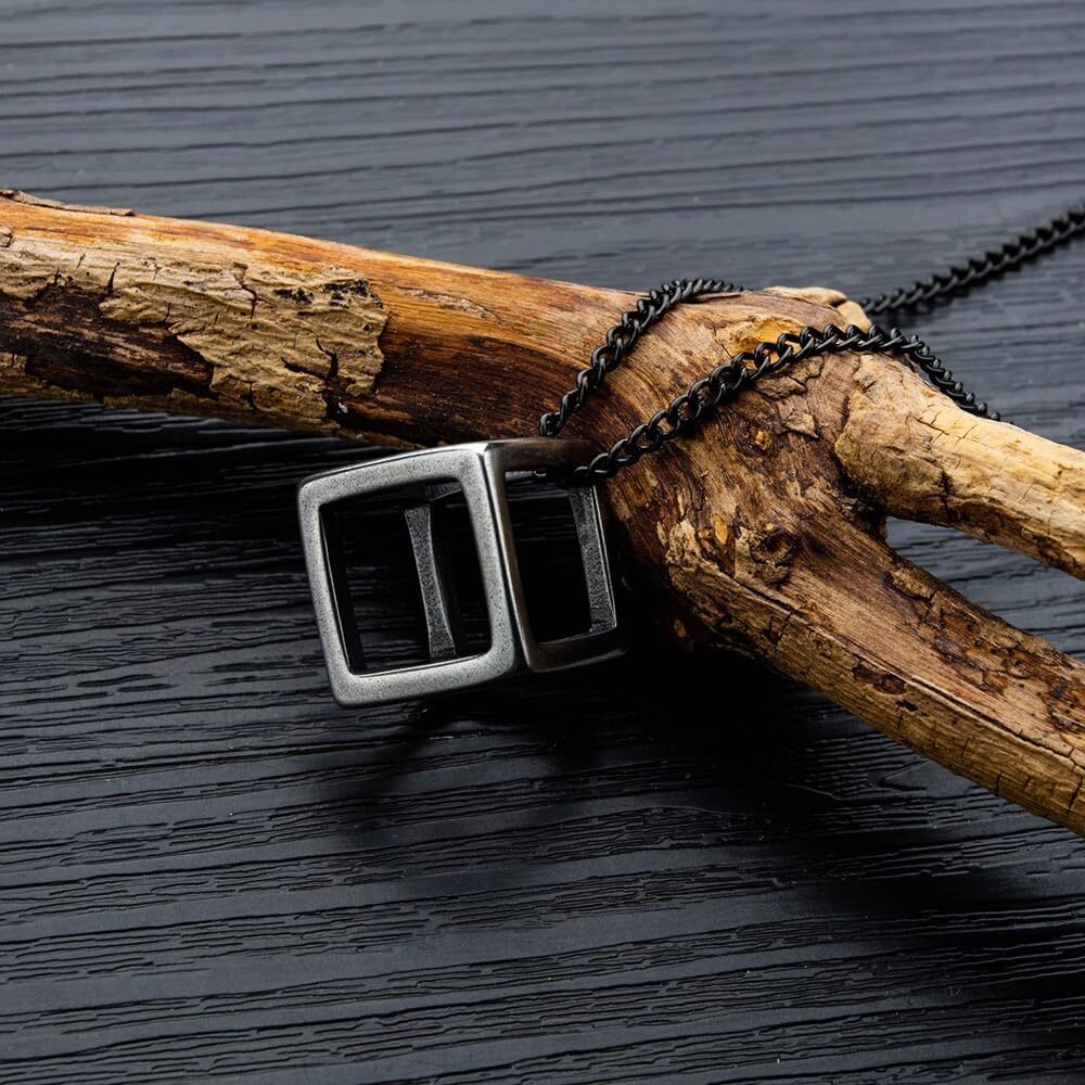 Fashion Teen People Simple Stainless Steel Geometry Charm Cube Pendant Necklace