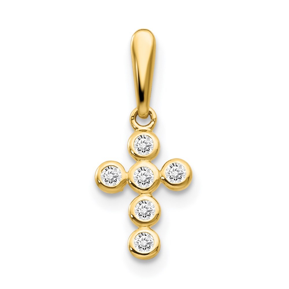 14k Yellow Gold CZ Cross Childrens Pendant