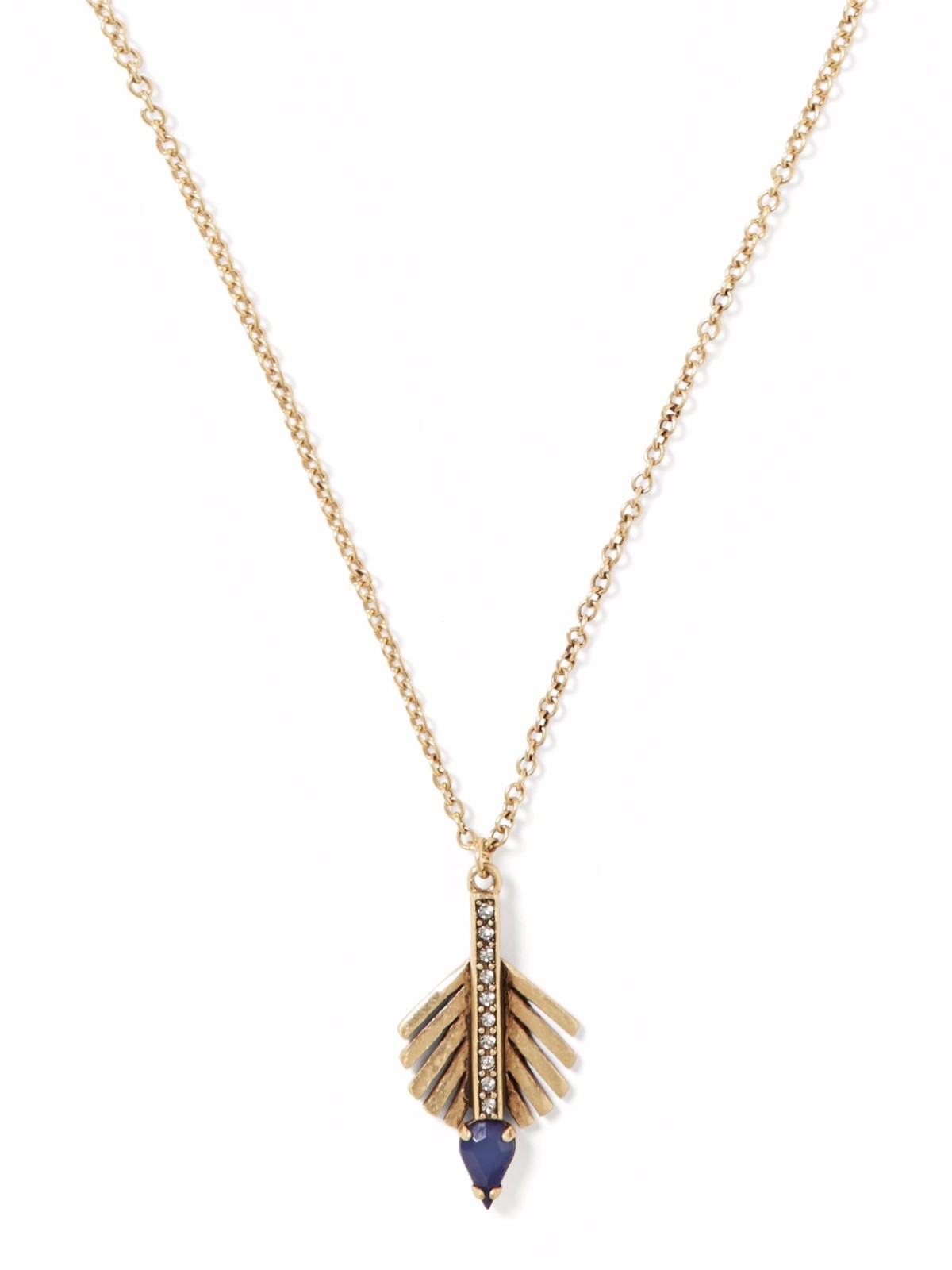Banana Republic Feather Beaded Pendant Necklace Size One Size NWT $79.50