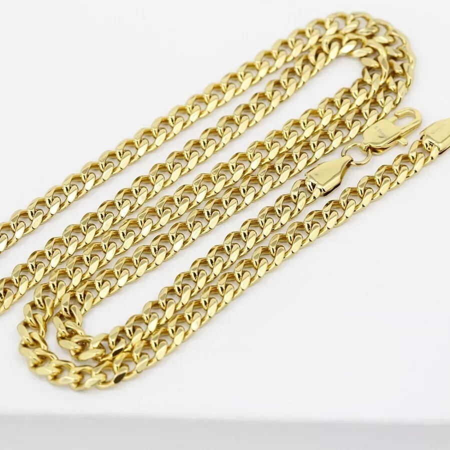 Mens Stainless Steel JESUS CROSS Pendant 24″ Cuban Curb Chain*Gold plated Box
