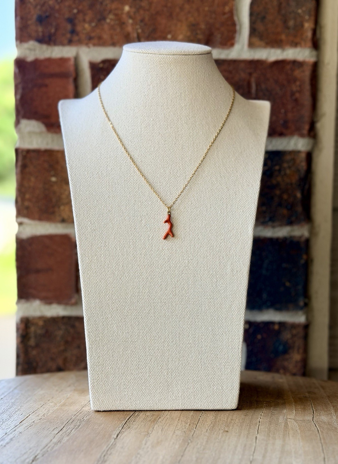 Gold Coral Charm Necklace