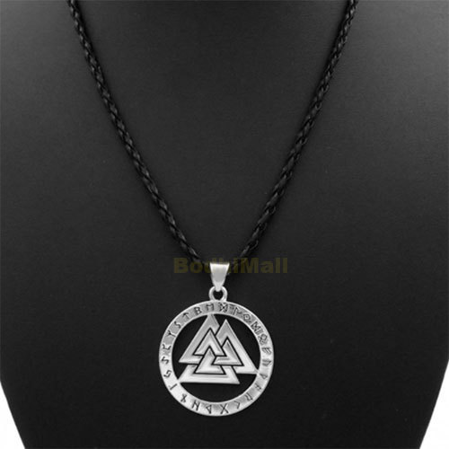 Valknut Odin ‘s Symbol of Norse Viking Warriors with Rope Necklace