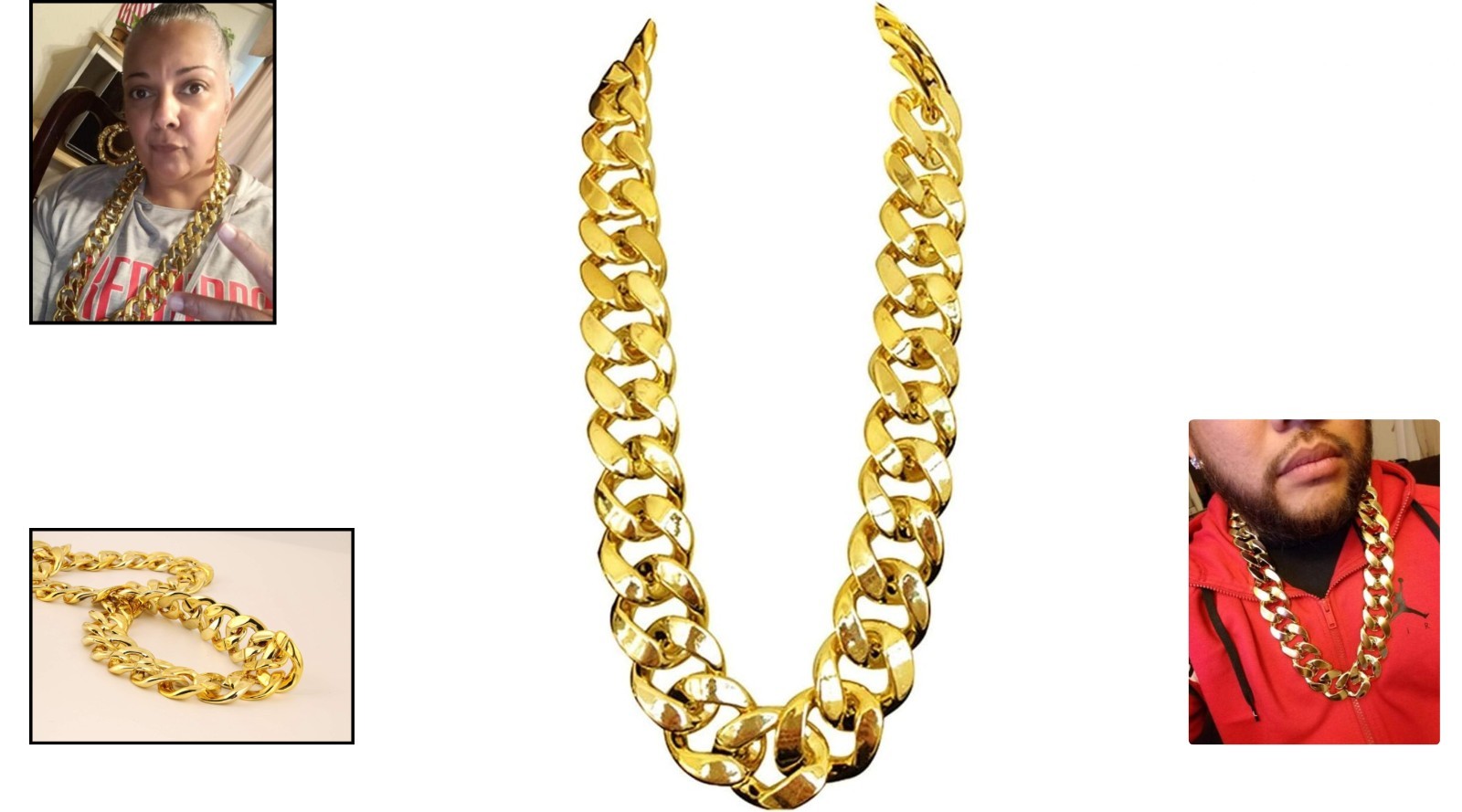 Lightweight Gold Plastic Hip Hop Chain Necklace – Available in 32, 36, 40 Inch