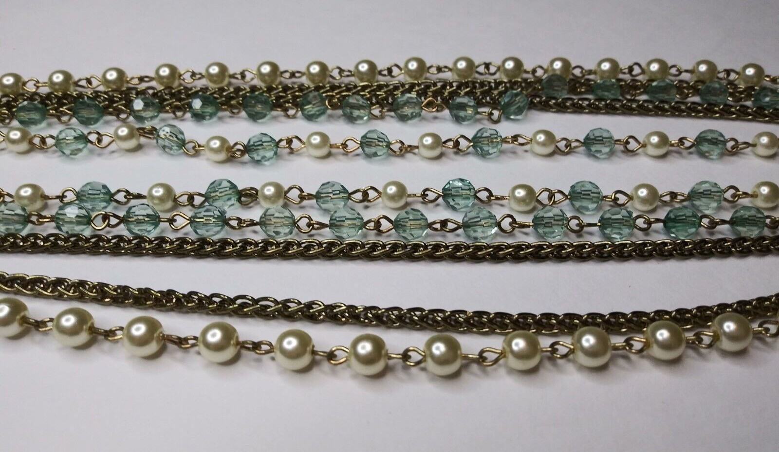 Faux Pearl Necklace with 5 Strands Fashion Costume Jewelry