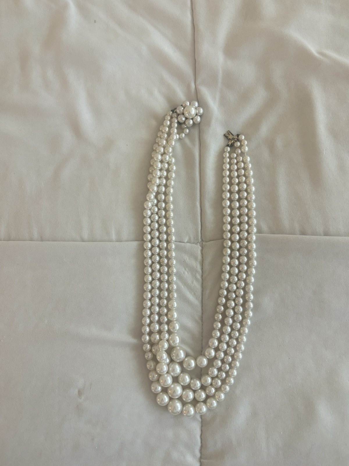 Layered Statement Beaded White Faux Pearl Necklace SO ELEGANT