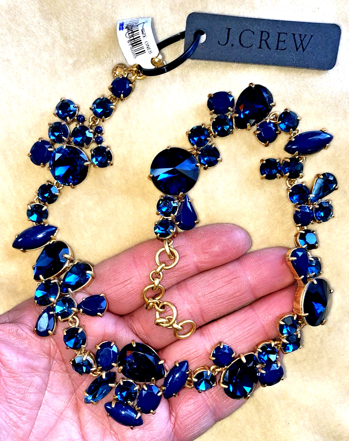 J. CREW Blue Crystal & Resin Goldtone 18″ Necklace NWT $110 STUNNING!