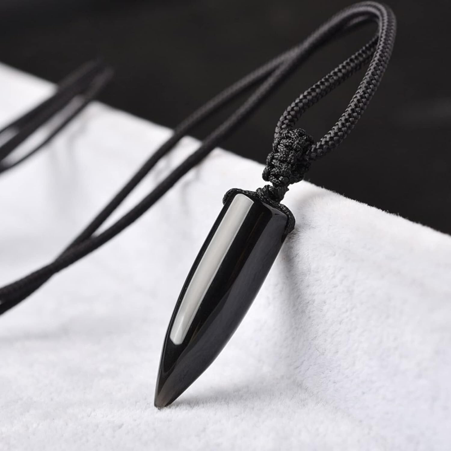 Black Obsidian Bullet Point Pendant Healing Reiki Protection Amulet Necklace
