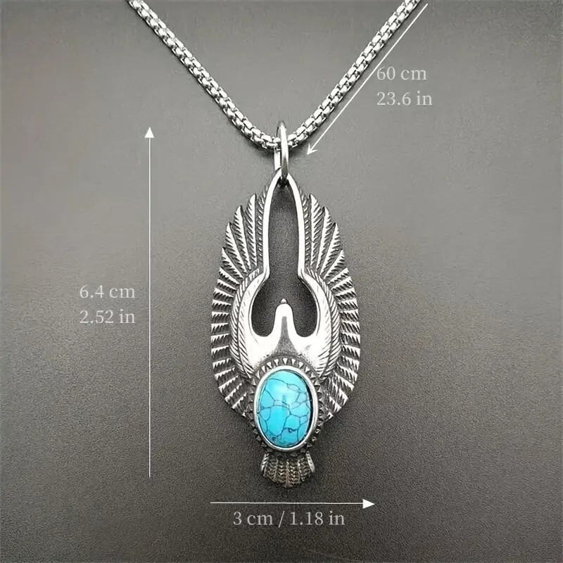 Beautiful Turquoise Eagle Wings Pendant & 18″ Necklace FREE SHIPPING IN THE USA!