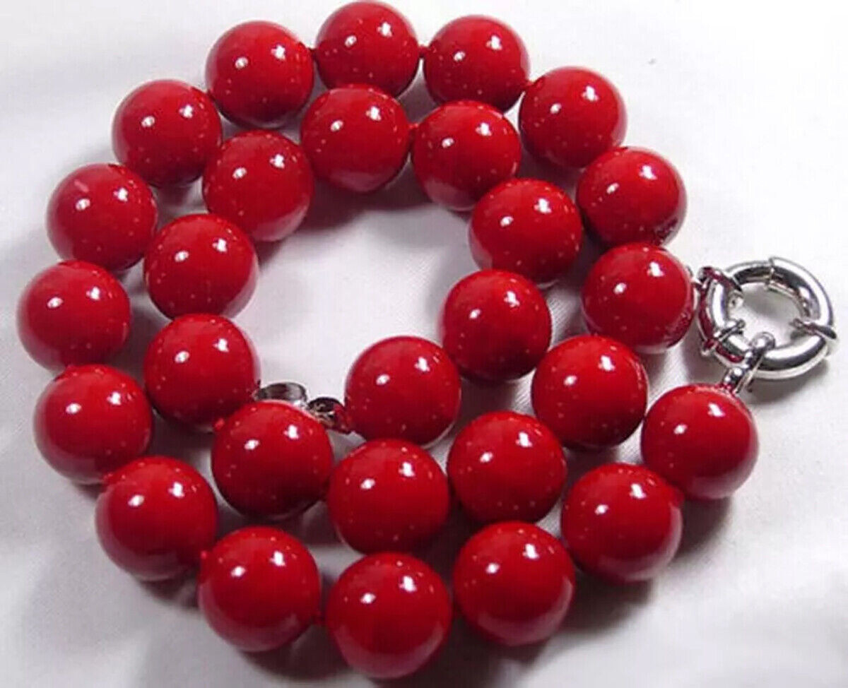 Natural Red Coral Round Gemstone Smooth Beads Necklace 14-72″ 6/8/10/12/14mm