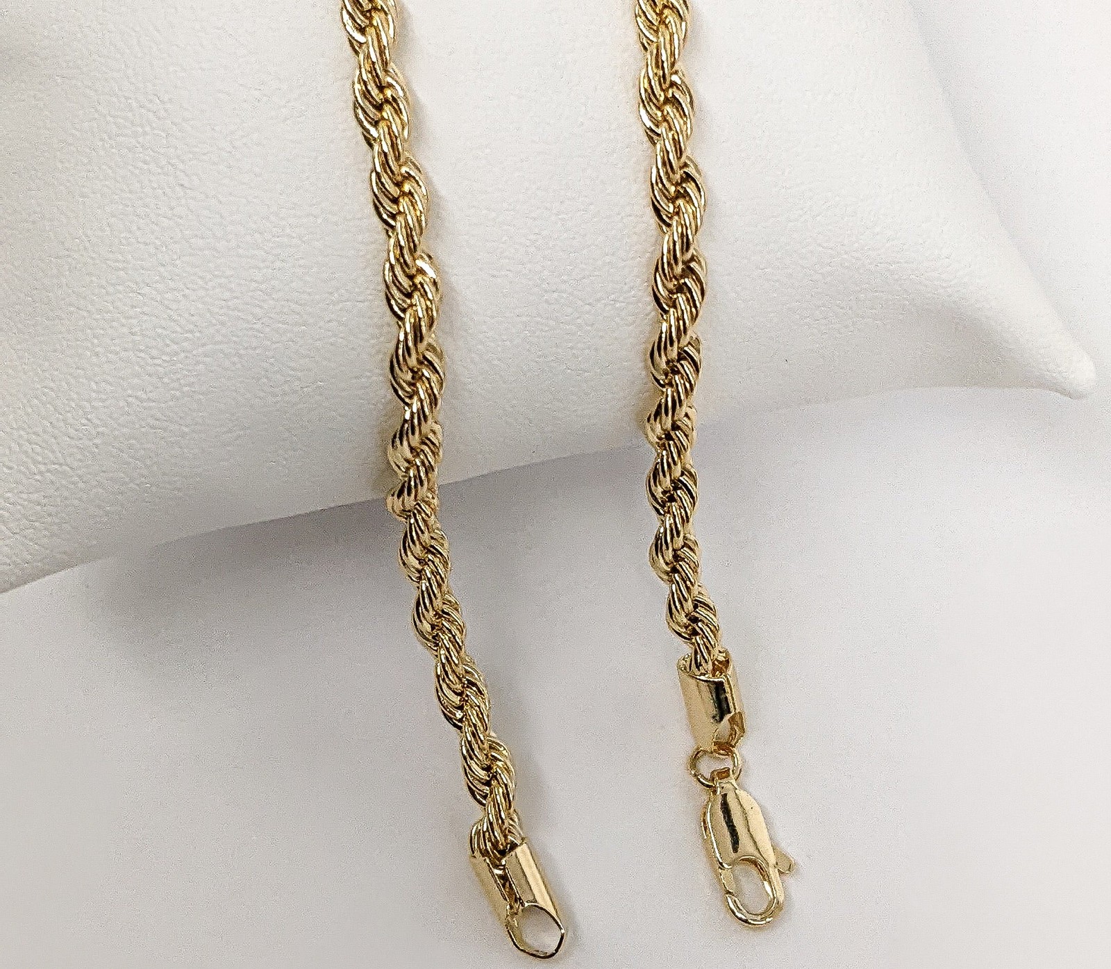 Hip Hop Rope 4mm Chain Necklace 18″ 20″ 22″ 24″ 26″ inch 14K Gold Plated Men