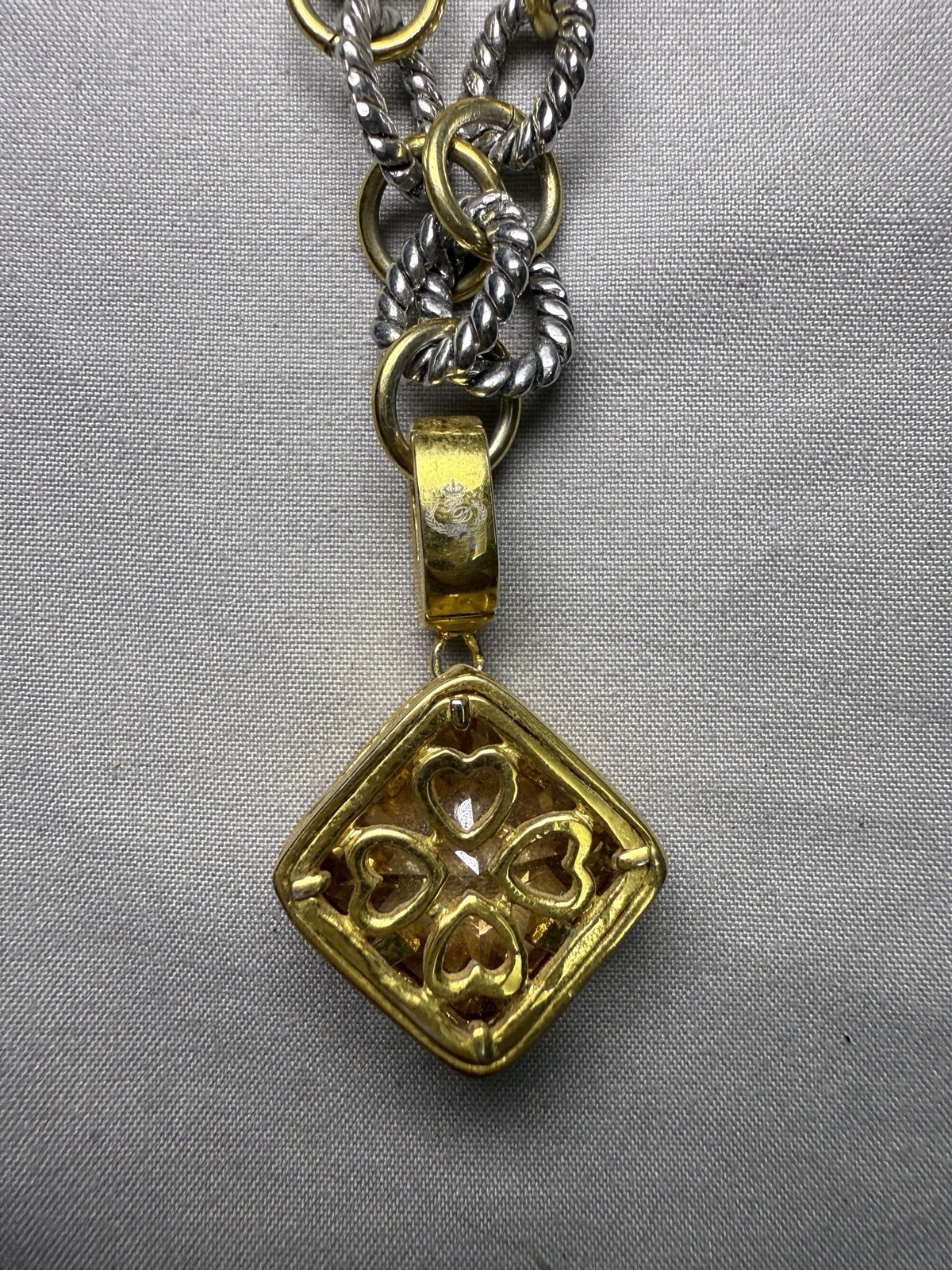 Brighton Mixed Metals Cable Chain Necklace Square Pendant