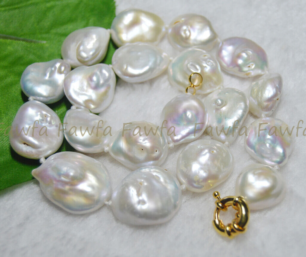 Huge 18-22mm Natural Real South Sea Baroque White Pearl Necklace 18”