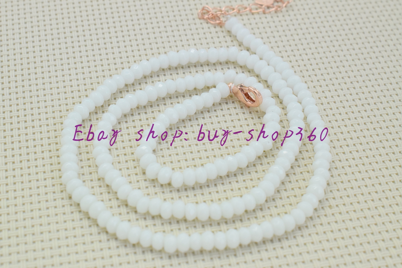 New Beautiful 2x4mm Faceted White Jade Roundel Gemstone Necklace 18″