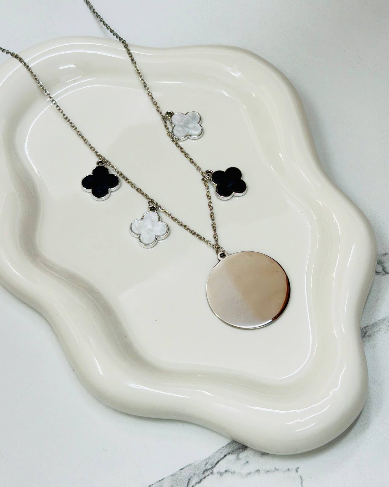Personalized Name & Date Necklace Custom Stainless Steel Pendant Gift for Women