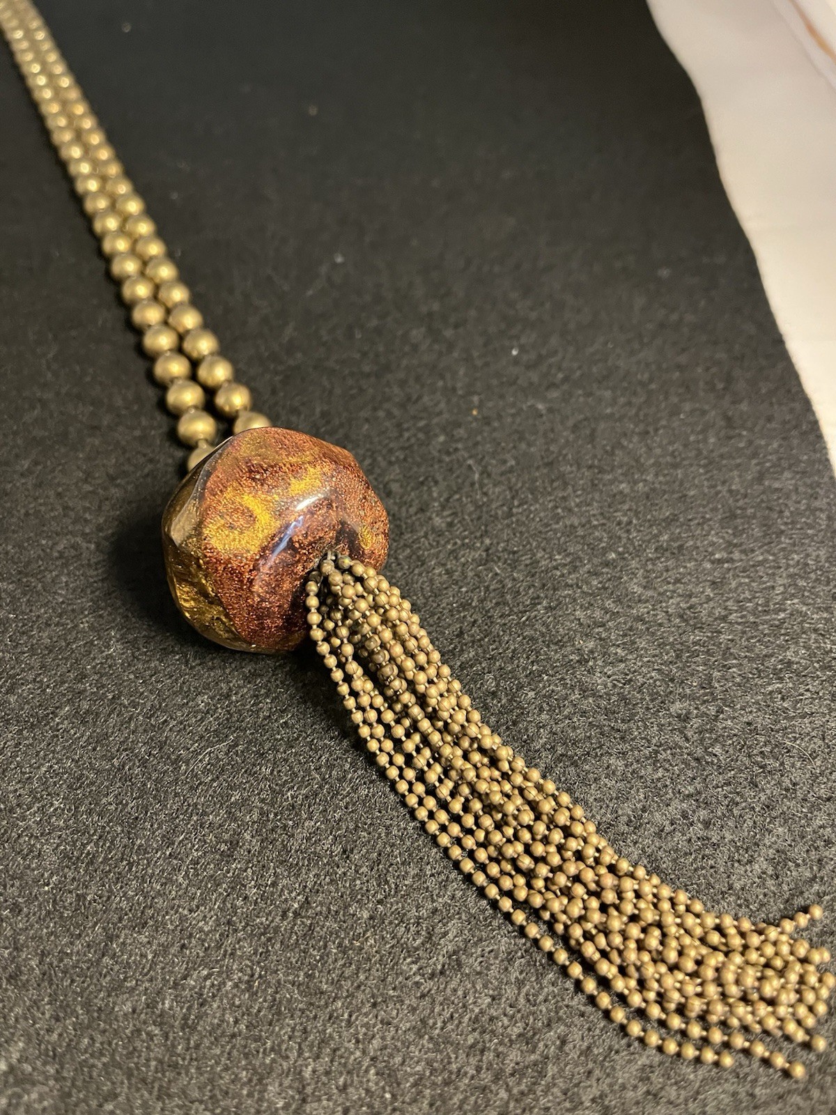 Stunning,Donatella Pellini Italy cast resin and brass accent necklace. Signed