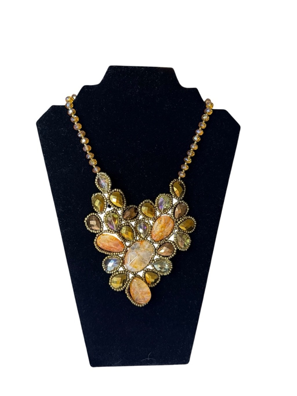 Women’s Unbranded Gold & Orange Statement Necklace, One Size