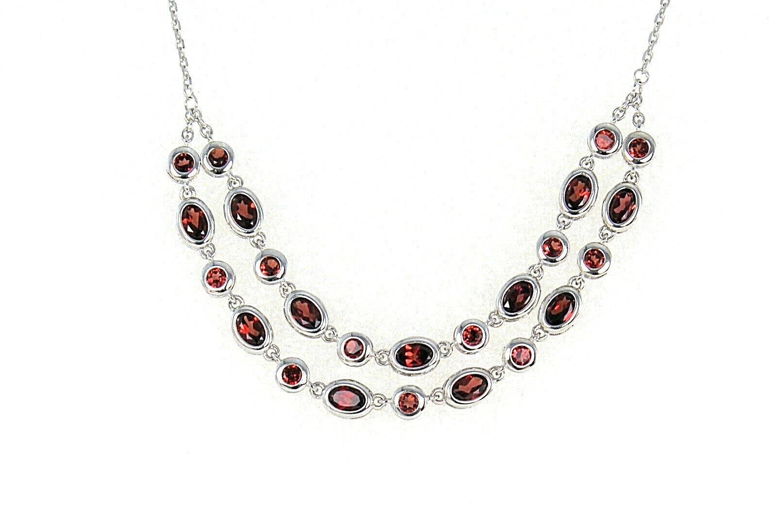 Sterling Silver Created Garnet 18 inch Necklace 12.0g