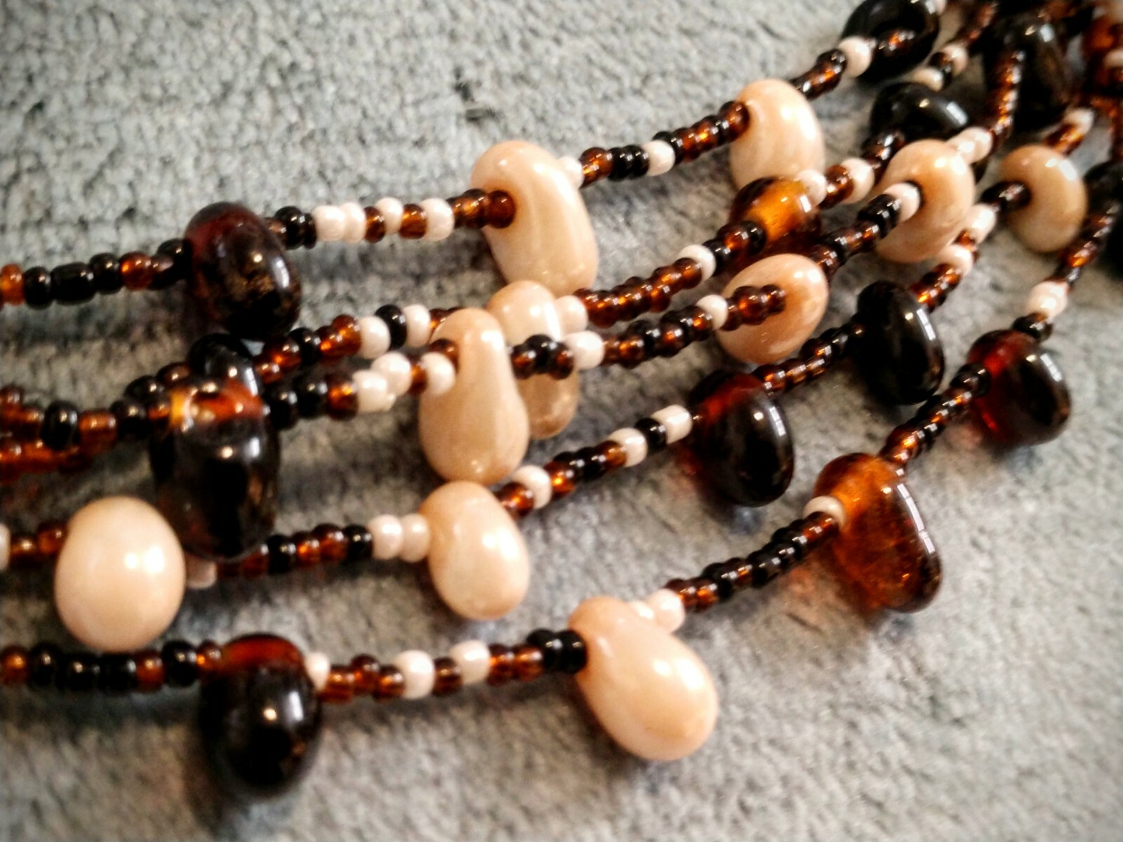 Gorgeous & Artsy Multi Layered Stone Beads Strands Necklace ~ No Plastic here