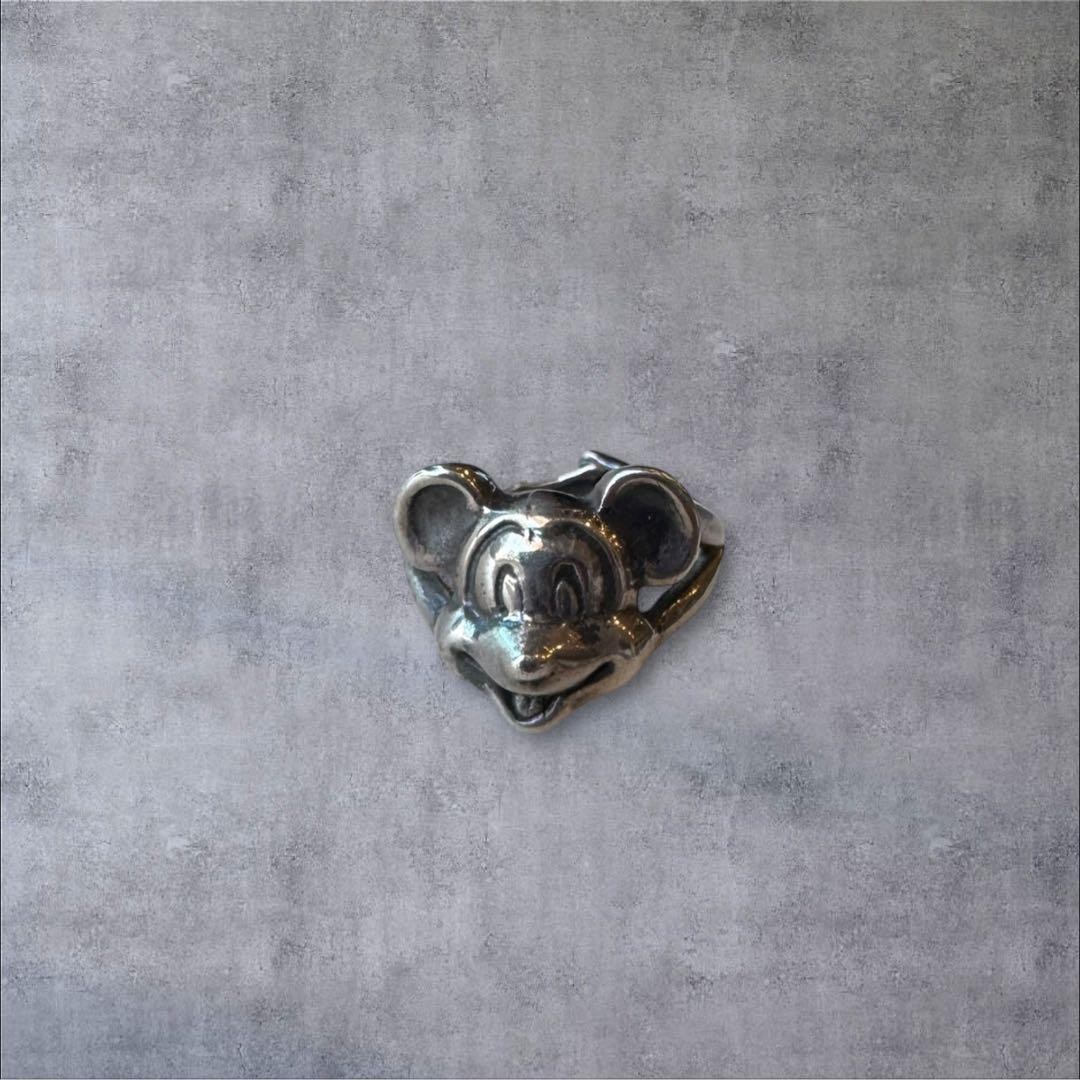 Rare Vintage Mickey Mouse Face Hand Silver Ring