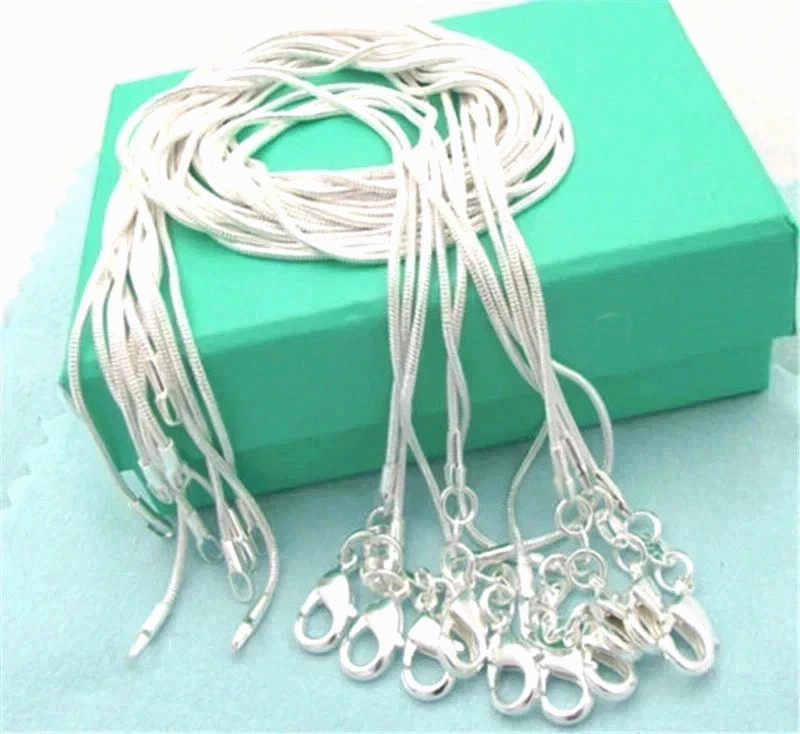 10PCS wholesale 925 sterling solid silver 1MM 16-30inch snake chain necklace10PC