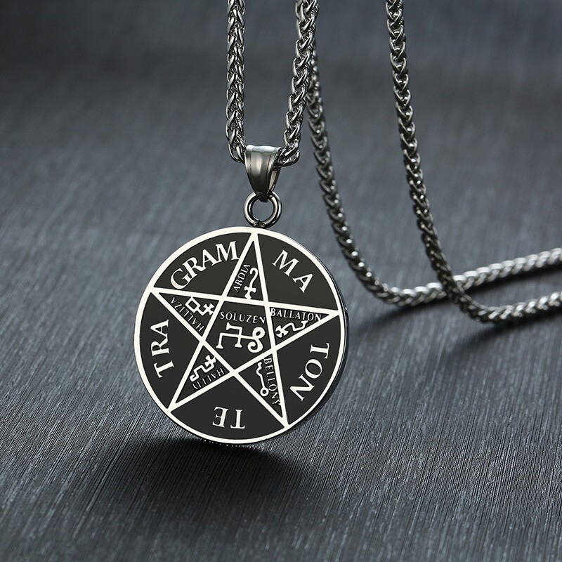 Pentagram of Solomon Pendant Tetragramel2aton Name of God Men Necklace Star Amul