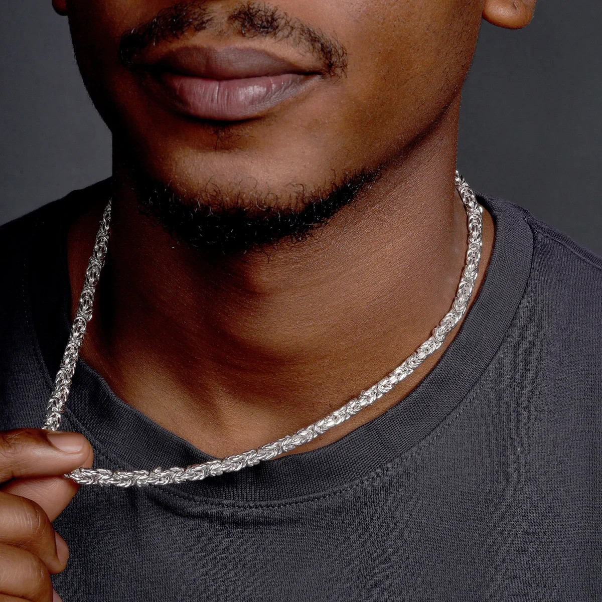 Solid 925 Sterling Silver Men’s King Byzantine Round Chain Necklace! All Sizes