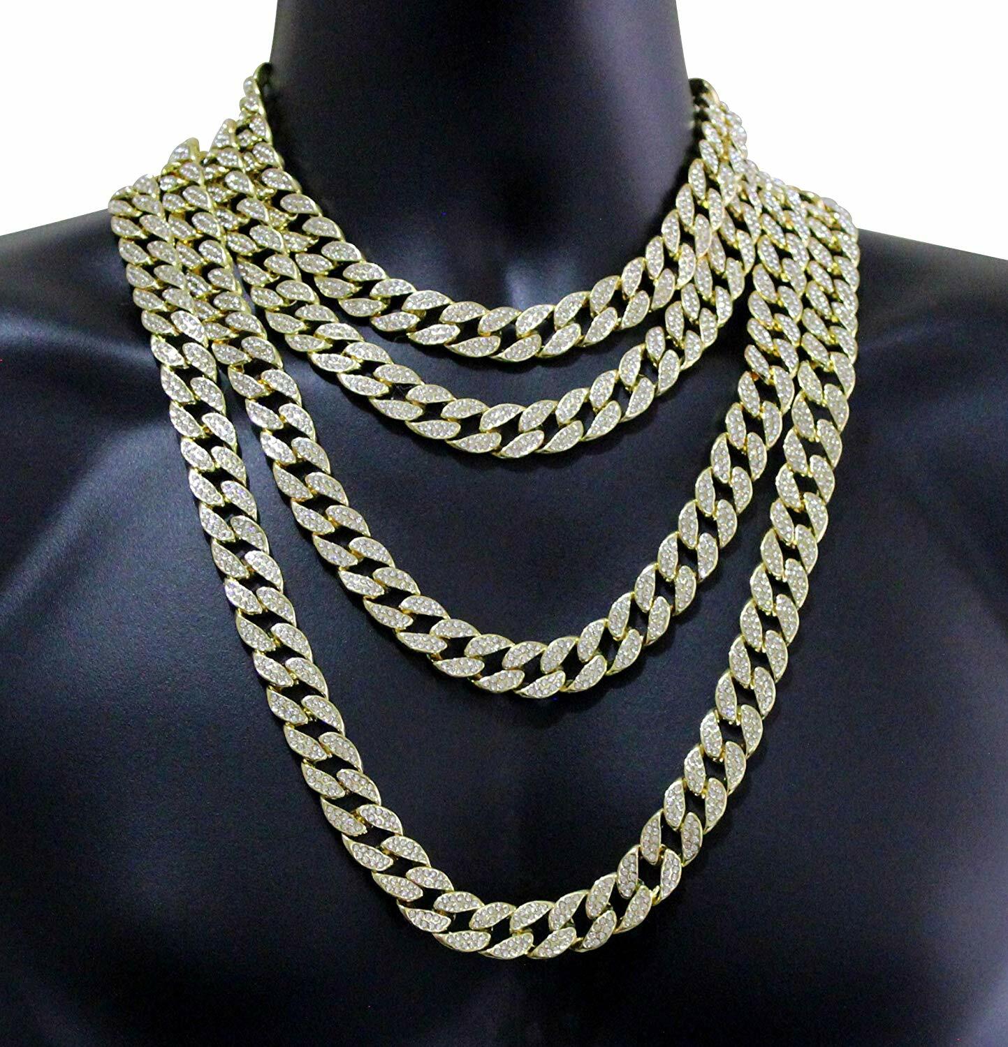 Hip Hop Men Quavo Gold Iced 15mm 16”-30” Miami Cuban Choker Chain Necklace
