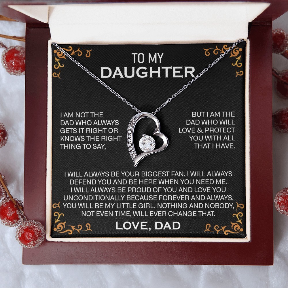 Cubic Zirconia Necklace Gift for Daughter from Dad with Heart Pendant Jewelry