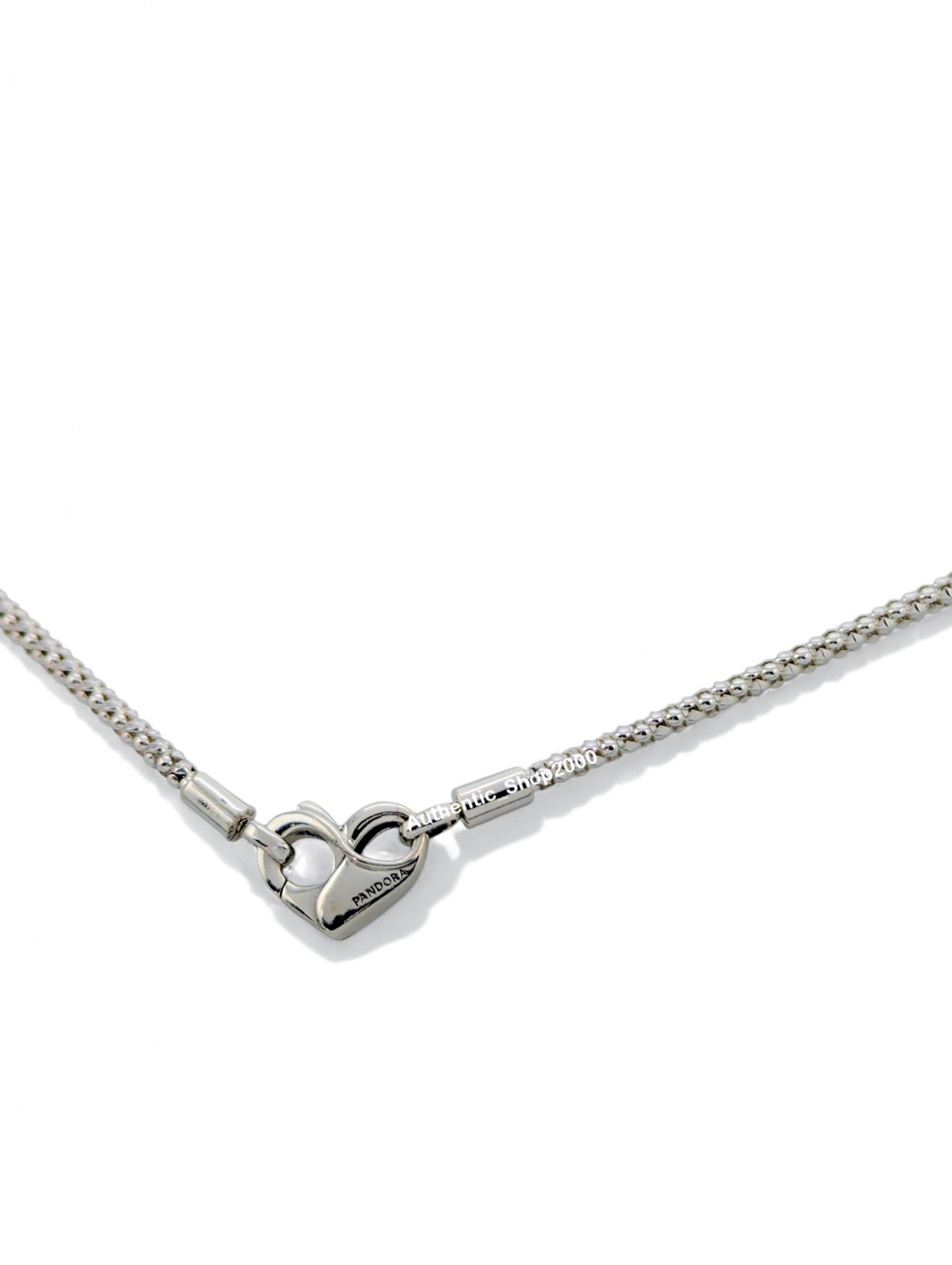NEW 100% Authentic PANDORA 925 Silver Heart Studded Chain Necklace 392451C00