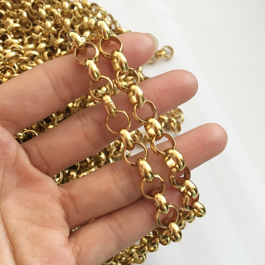 5Meter 3/5/6/8mm Gold Tone In Bulk Factory Stainless Steel Round Rolo DIY Chains