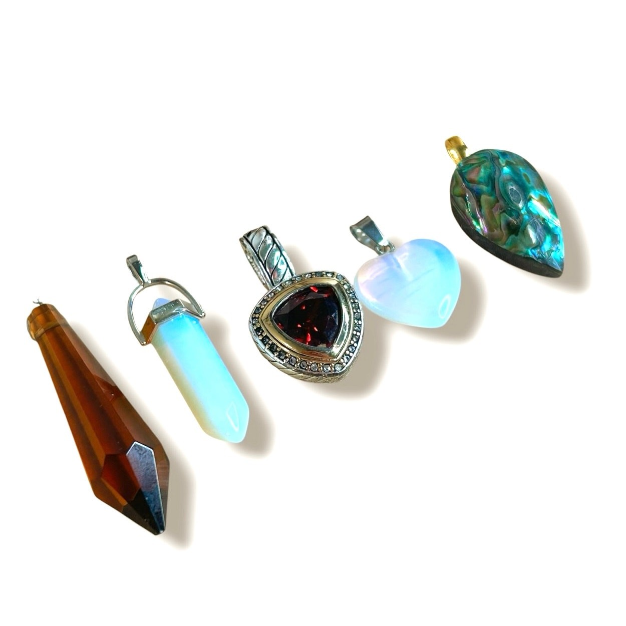 Pendants Small Lot Good Condition Glass Stone Crystal Abalone Mix