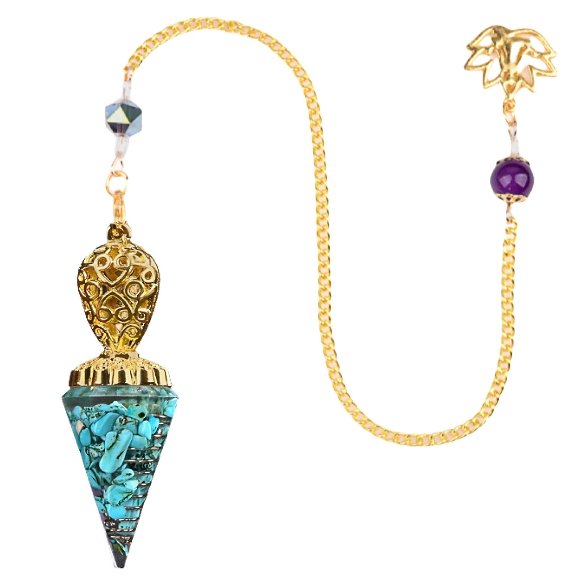 Gold Healing Meditation Divination Exquisite Pendulum Resin Spiritual Charms