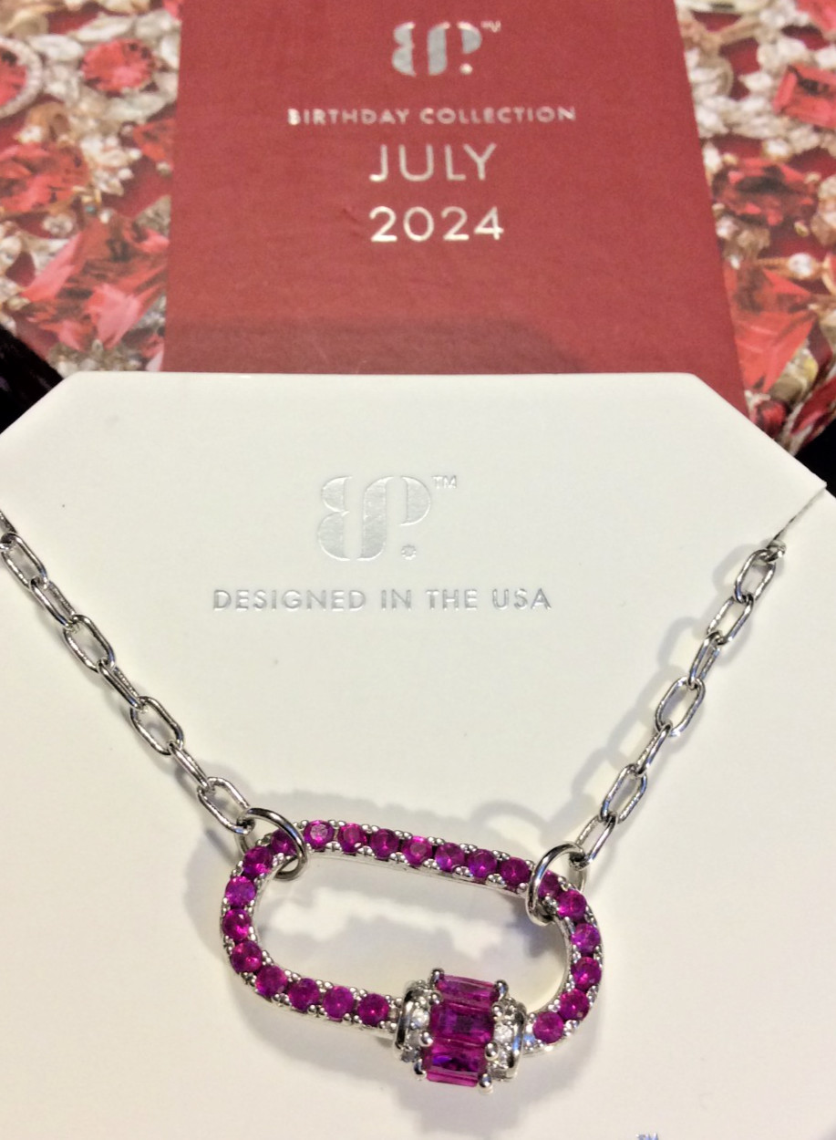 Bomb Party Perfection in You Lab Created Ruby Rhodium Necklace 7760 Carabiner